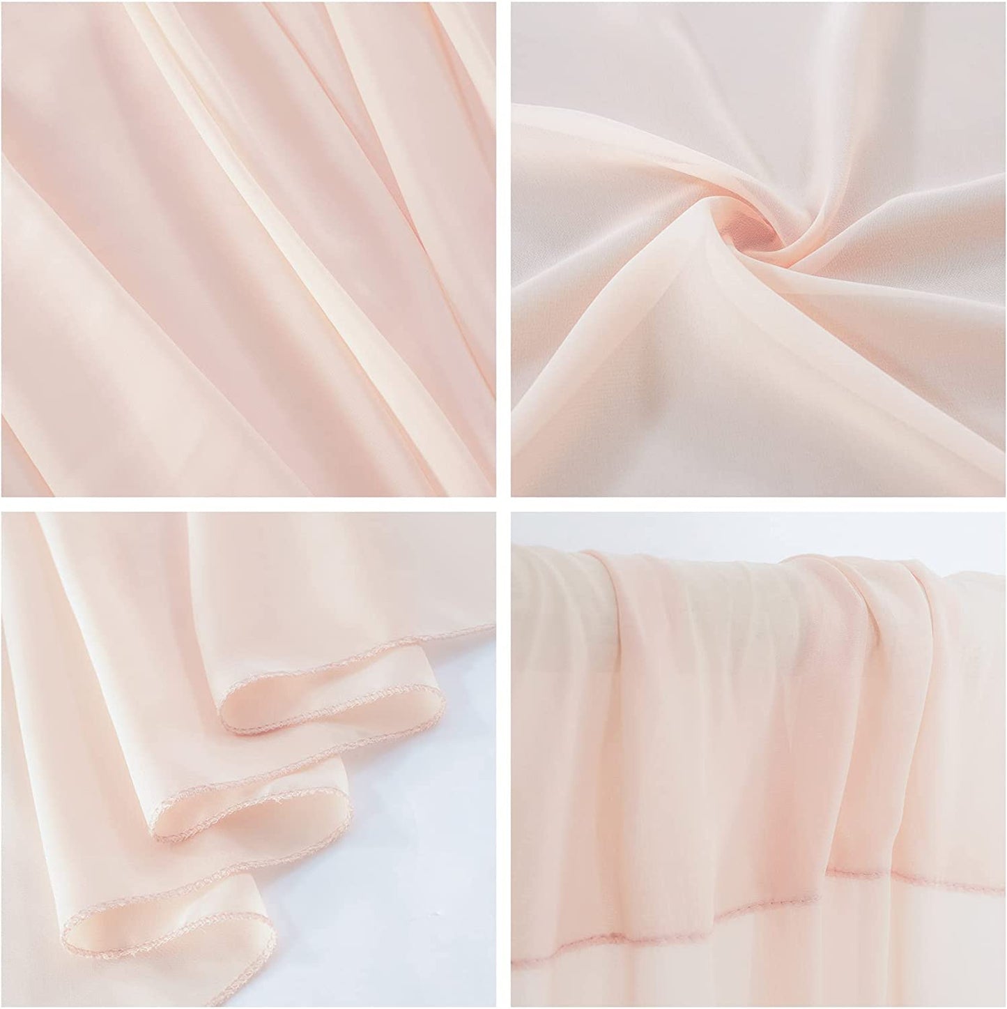 Backdrop Chiffon Curtains 10' Ft x 10' Ft - BLUSH - 1 Panel Chiffon Backdrop Curtain Sheer Curtains Wedding Arch Draping Fabric for Party