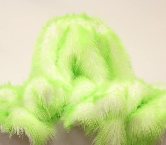 LIME -2 Tone Thick Fake Faux Fur Shaggy Long Pile - 64" Width For Coats Costumes Scarfs Rugs Crafts Decor - Quilting, Pillows, Throws,