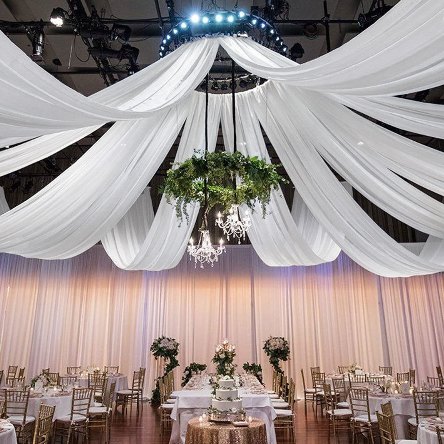 Backdrop Chiffon Curtains 20' x 30' Ft - WHITE - 6 Panels Chiffon Backdrop Curtain Sheer Curtains Wedding Arch Draping Fabric for Party