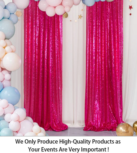 FUCHSIA - Sequin Backdrop Curtains - 2 Panels - Baby Shower Backdrop Glitter Backdrop Sequin Backdrop for Wedding