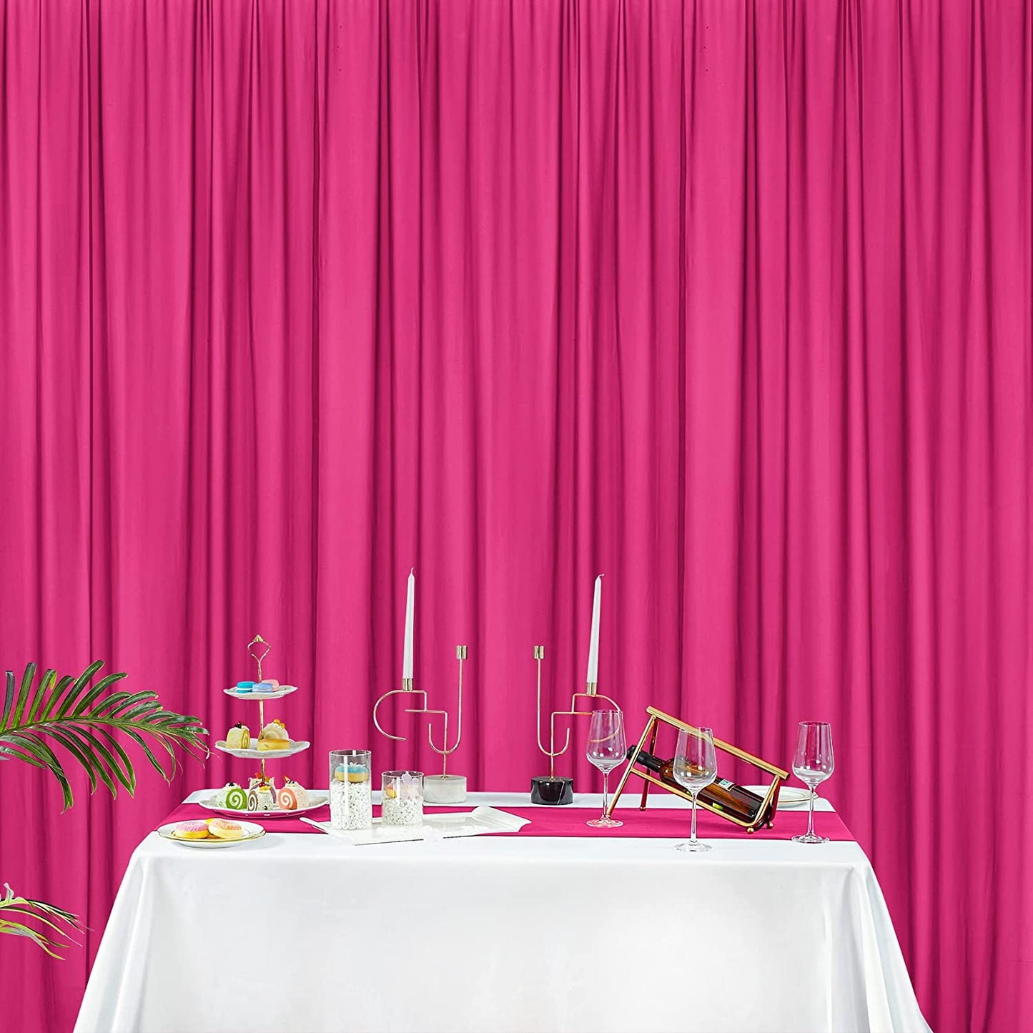 Backdrop Chiffon Curtains 10' Ft x 10' Ft - FUCHSIA - 1 Panel Chiffon Backdrop Curtain Sheer Curtains Wedding Arch Draping Fabric for Party