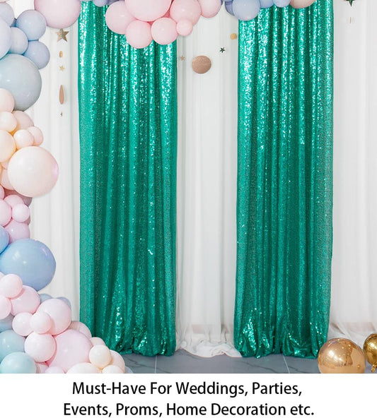 TEAL - Sequin Backdrop Curtains - 2 Panels - Baby Shower Backdrop Glitter Backdrop Sequin Backdrop for Wedding