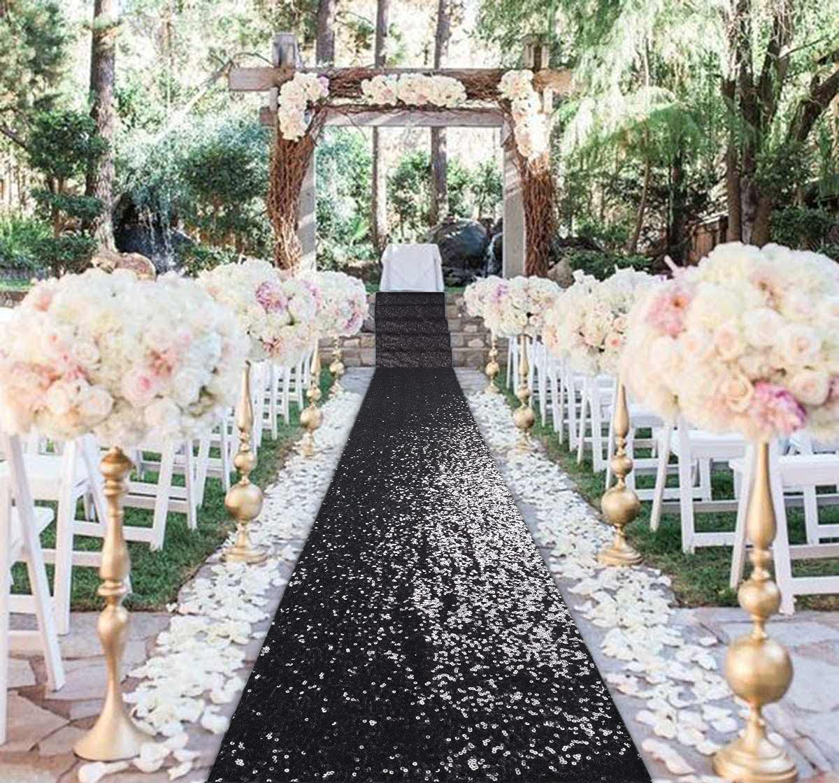 BLACK - Aisle Sequin Floor Runner - Perfect For Your Ceremony Floor Carpet Runner Aisle Runners for Weddings Fabric Aisle Runner for Party