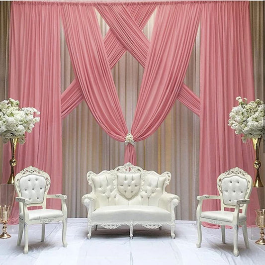 Backdrop Chiffon Curtains 20' x 30' Ft - DUSTYROSE - 6 Panels Chiffon Backdrop Curtain Sheer Curtains Wedding Arch Draping Fabric for Party