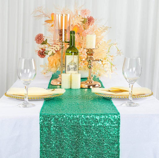 4 Pack -- GREEN - Sequin Table Runner Baby Shower Table Runner for Parties Wedding Table Runner Bridal Shower Birthday Event Table Decor