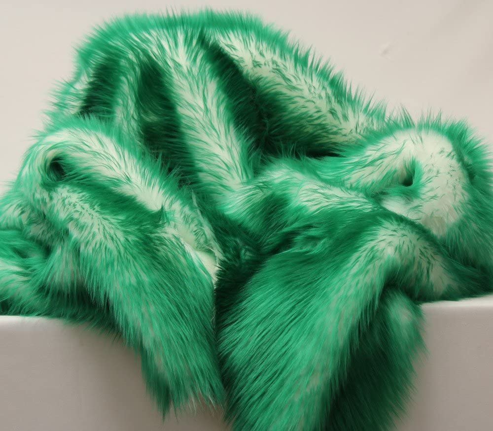 EMERALD -2 Tone Thick Fake Faux Fur Shaggy Long Pile - 64" Width For Coats Costumes Scarfs Rugs Crafts Decor - Quilting, Pillows, Throws,