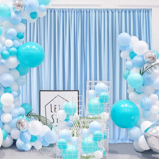 Backdrop Chiffon Curtains 10' Ft x 10' Ft - LT BLUE - 1 Panel Chiffon Backdrop Curtain Sheer Curtains Wedding Arch Draping Fabric for Party