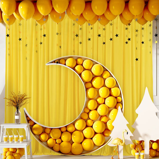 Backdrop Chiffon Curtains 10' Ft x 10' Ft - YELLOW - 1 Panel Chiffon Backdrop Curtain Sheer Curtains Wedding Arch Draping Fabric for Party