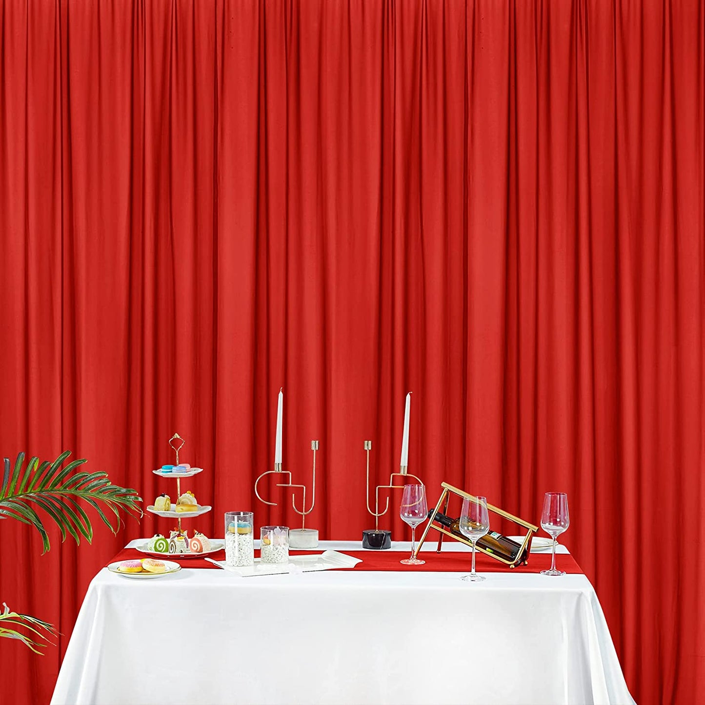 Backdrop Chiffon Curtains 10' Ft x 10' Ft - RED - 1 Panel Chiffon Backdrop Curtain Sheer Curtains Wedding Arch Draping Fabric for Party