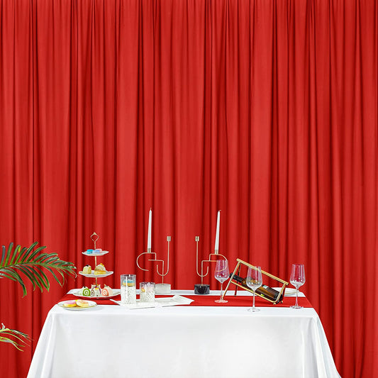 Backdrop Chiffon Curtains 10' Ft x 10' Ft - RED - 1 Panel Chiffon Backdrop Curtain Sheer Curtains Wedding Arch Draping Fabric for Party