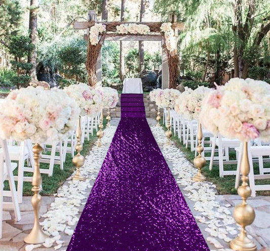 PURPLE - Aisle Sequin Floor Runner - Perfect For Your Ceremony Floor Carpet Runner Aisle Runners for Weddings Fabric Aisle Runner for Party