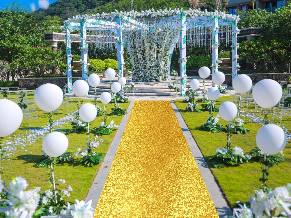 GOLD - Aisle Sequin Floor Runner - Perfect For Your Ceremony Floor Carpet Runner Aisle Runners for Weddings Fabric Aisle Runner for Party