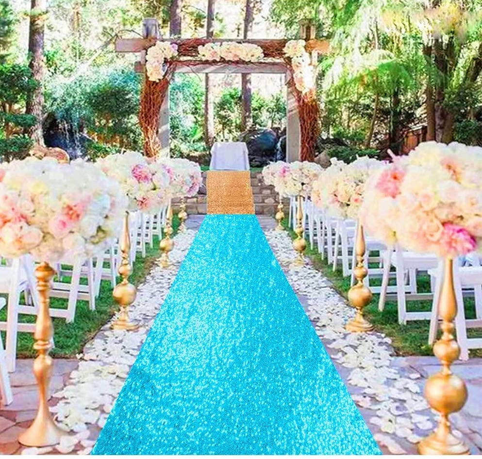 TURQUOISE -Aisle Sequin Floor Runner -Perfect For Your Ceremony Floor Carpet Runner Aisle Runners for Weddings Fabric Aisle Runner for Party