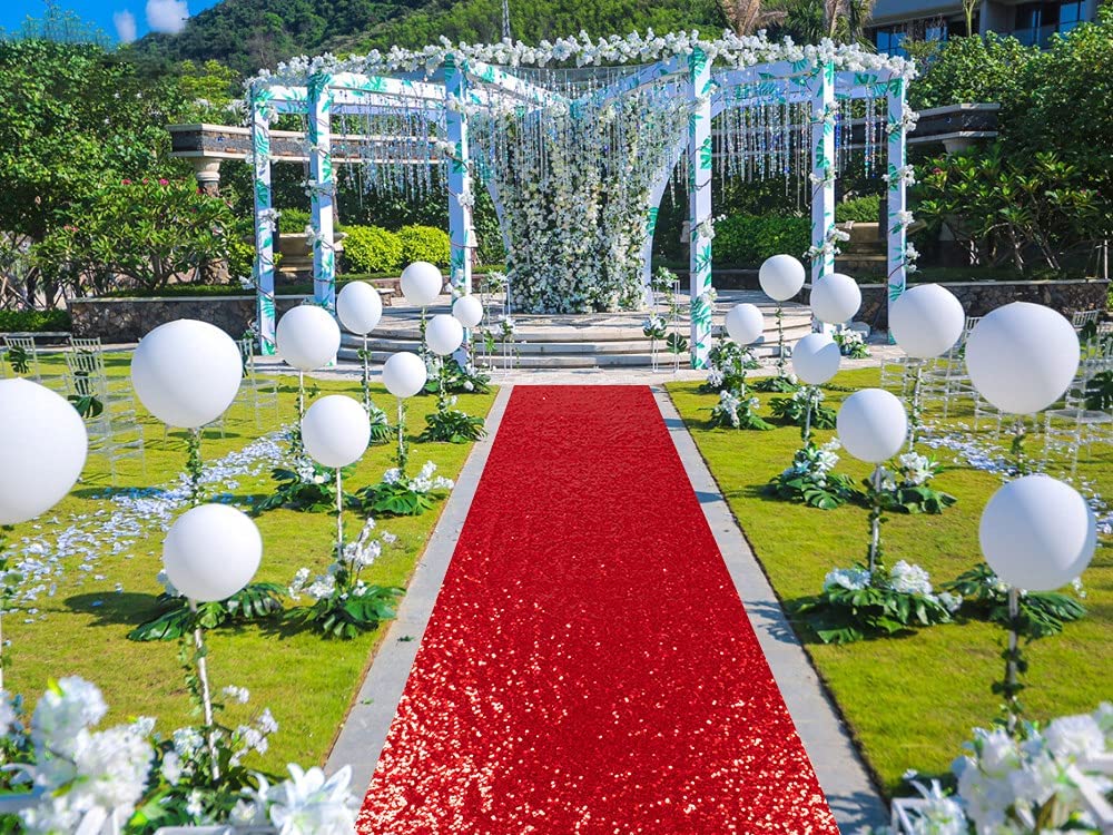 RED - Aisle Sequin Floor Runner - Perfect For Your Ceremony Floor Carpet Runner Aisle Runners for Weddings Fabric Aisle Runner for Party