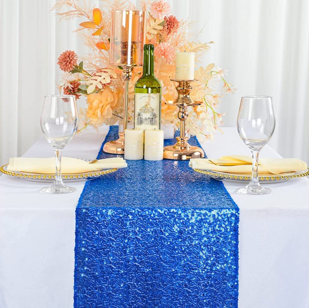 4 Pack -- ROYAL - Sequin Table Runner Baby Shower Table Runner for Parties Wedding Table Runner Bridal Shower Birthday Event Table Decor