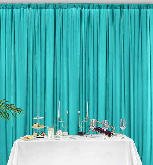 Backdrop Chiffon Curtains 10' Ft x 10' Ft - TURQUOISE -1 Panel Chiffon Backdrop Curtain Sheer Curtains Wedding Arch Draping Fabric for Party