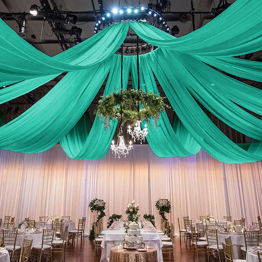 Backdrop Chiffon Curtains 20' x 30' Ft - TEAL - 6 Panels Chiffon Backdrop Curtain Sheer Curtains Wedding Arch Draping Fabric for Party