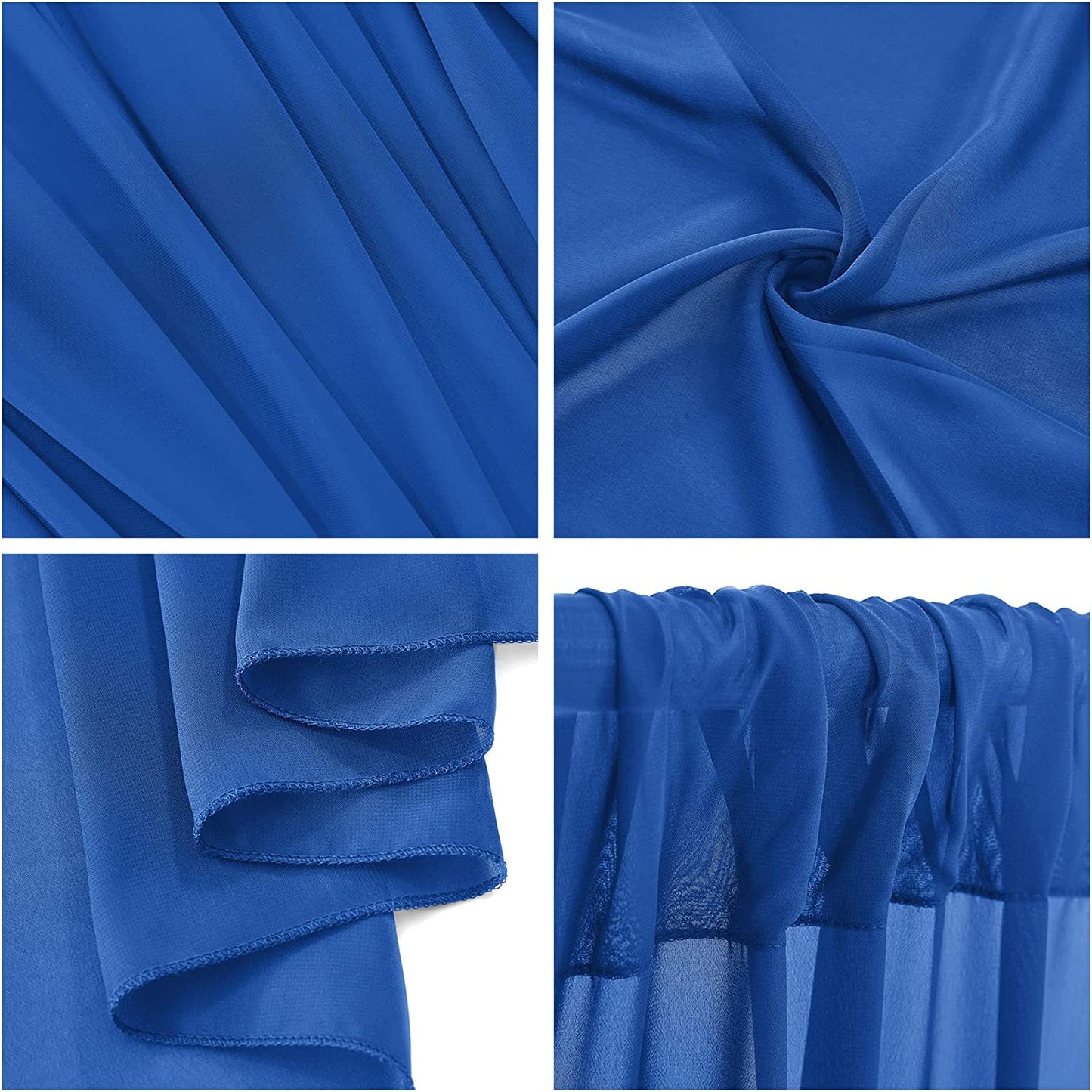 Backdrop Chiffon Curtains 10' Ft x 10' Ft - ROYAL - 1 Panel Chiffon Backdrop Curtain Sheer Curtains Wedding Arch Draping Fabric for Party