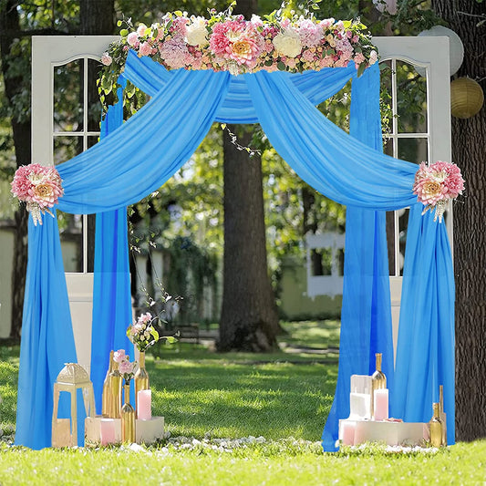 TURQUOISE - Wedding Arch Draping Fabric -21 Ft By 29"- 2 Panels Chiffon Fabric Drapery Party Ceiling Drapes Archway Drapes for Wedding Sheer