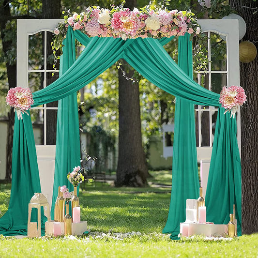 TEAL - Wedding Arch Draping Fabric -21 Ft By 29"- 2 Panels Chiffon Fabric Drapery Party Ceiling Drapes Archway Drapes for Wedding Sheer