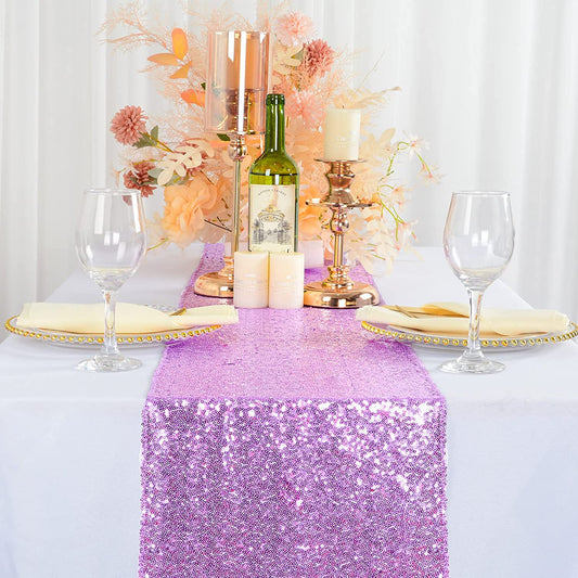 4 Pack -- LAVENDER - Sequin Table Runner Baby Shower Table Runner for Parties Wedding Table Runner Bridal Shower Birthday Event Table Decor