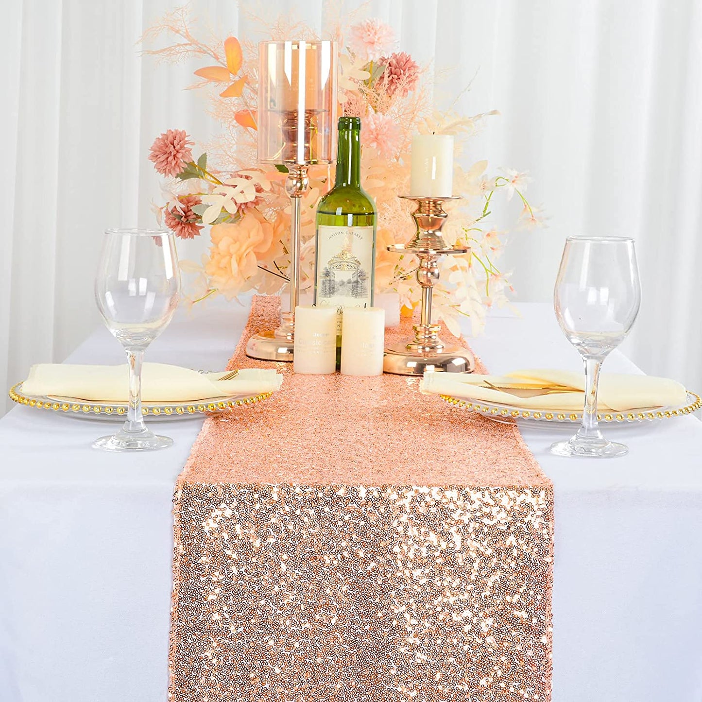 4 Pack -- ROSEGOLD - Sequin Table Runner Baby Shower Table Runner for Parties Wedding Table Runner Bridal Shower Birthday Event Table Decor