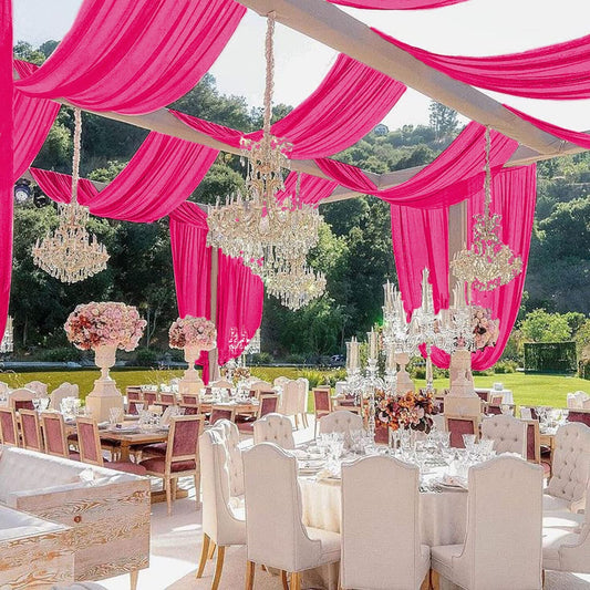 FUCHSIA - Ceiling Drapes Wedding Arch Draping 5FTx20FT Chiffon Curtains 2 Panels Tent Drapes for Events Sheer Backdrop Drapes Wedding Arch