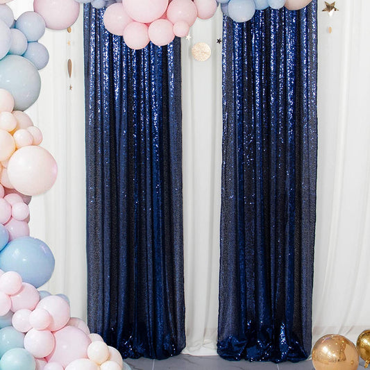 NAVY - Sequin Backdrop Curtains - 2 Panels - Baby Shower Backdrop Glitter Backdrop Sequin Backdrop for Wedding