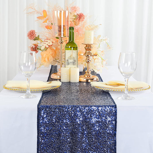 4 Pack -- NAVY - Sequin Table Runner Baby Shower Table Runner for Parties Wedding Table Runner Bridal Shower Birthday Event Table Decor