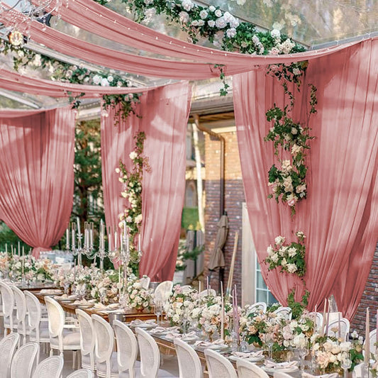 DUSTYROSE - Ceiling Drapes Wedding Arch Draping 5FTx20FT Chiffon Curtains 2 Panels Tent Drapes for Events Sheer Backdrop Drapes Wedding Arch