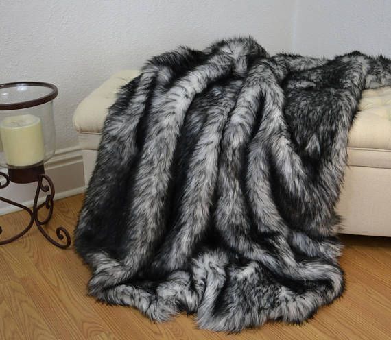 GRAY - Alaskan Husky Long Pile Fabric - By Yard For Blankets Fashion Clothing Coats Scarfs Rugs Crafts Decor - Quilting, Pillows,Throws