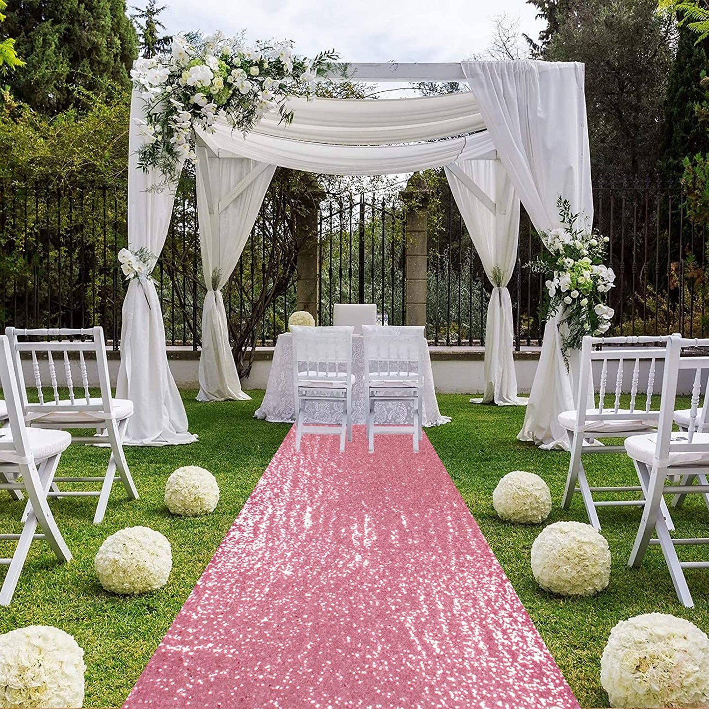 PINK - Aisle Sequin Floor Runner - Perfect For Your Ceremony Floor Carpet Runner Aisle Runners for Weddings Fabric Aisle Runner for Party