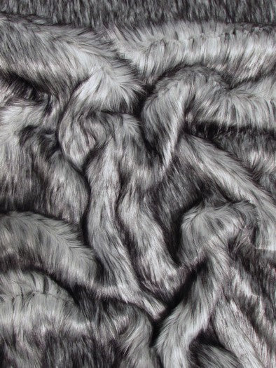 GRAY - Alaskan Husky Long Pile Fabric - By Yard For Blankets Fashion Clothing Coats Scarfs Rugs Crafts Decor - Quilting, Pillows,Throws