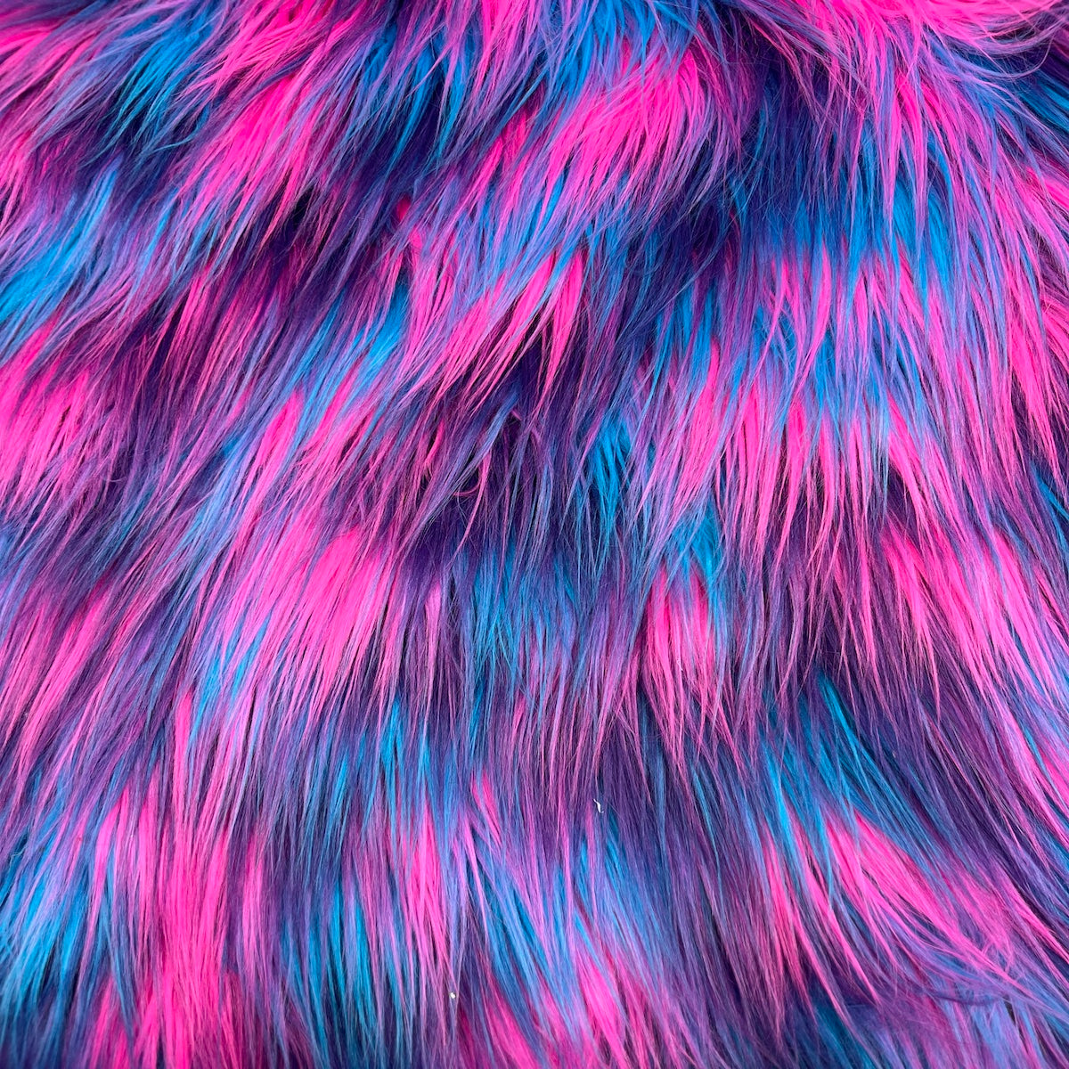 RAINBOW - TURQUOISE - Faux Fake Fur 3 Tone Rainbow Long Pile Fabric - For Blankets Fashion Clothing Coats -Scarfs Rugs Crafts Decor -By Yard