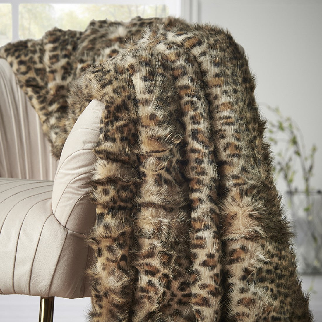 BROWN - Faux Fake Fur Animal Short Pile Fabric - LEOPARD - By The Yard -For Blankets Fashion Clothing Coats - Scarfs Rugs Crafts Decor -