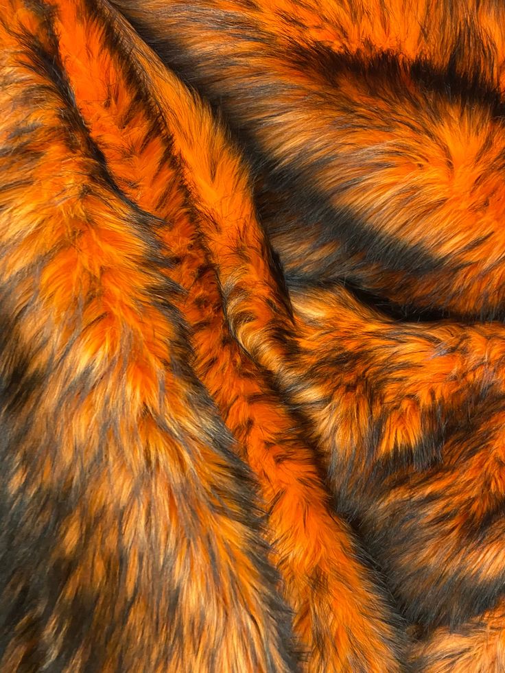 ORANGE - Alaskan Husky Long Pile Fabric - By Yard For Blankets Fashion Clothing Coats Scarfs Rugs Crafts Decor - Quilting, Pillows,Throws