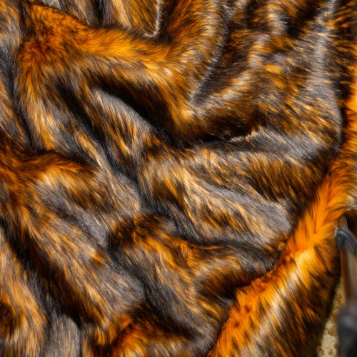 ORANGE - Alaskan Husky Long Pile Fabric - By Yard For Blankets Fashion Clothing Coats Scarfs Rugs Crafts Decor - Quilting, Pillows,Throws