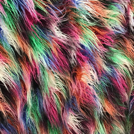 MONGOLIAN - Multi Color Long Pile/Mongolian Faux Fur Fabric - For Blankets Fashion Clothing Coats - Scarfs Rugs Crafts Decor - By Yard