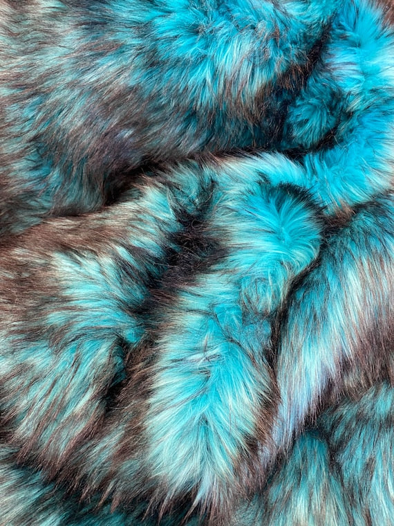 TURQUOISE - Alaskan Husky Long Pile Fabric - By Yard For Blankets Fashion Clothing Coats Scarfs Rugs Crafts Decor - Quilting, Pillows,Throws