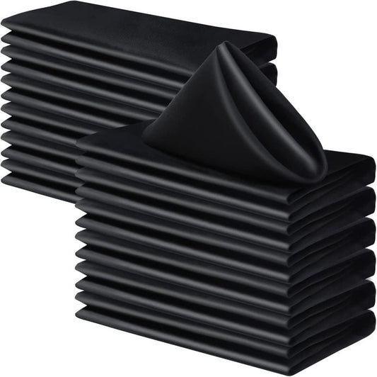 50 Pack Cloth Napkins 18" X 18" Square Satin Cloth Napkins, Soft Table Napkins Bright Silk Dinner Napkin Cloth ( Black )