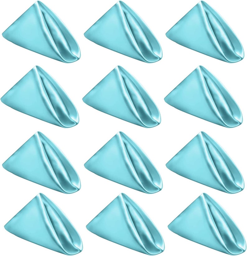 50 Pack Cloth Napkins 18" X 18" Square Satin Cloth Napkins, Soft Table Napkins Bright Silk Dinner Napkin Cloth ( Aqua )