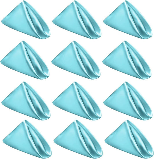 50 Pack Cloth Napkins 18" X 18" Square Satin Cloth Napkins, Soft Table Napkins Bright Silk Dinner Napkin Cloth ( Aqua )