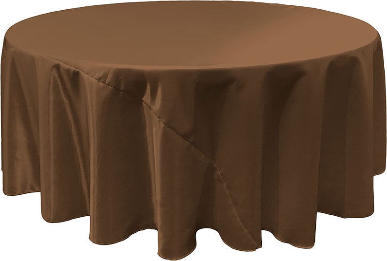 BROWN - Round Satin Tablecloth Overlay Table Cover Smooth Table Decor Tablecloth for Holiday Dinner Wedding Banquet Table Decoration