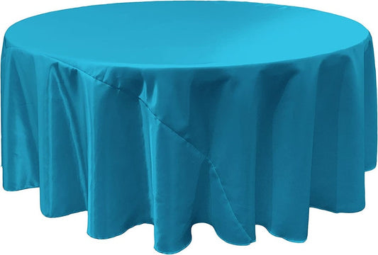 TURQUOISE - Round Satin Tablecloth Overlay Table Cover Smooth Table Decor Tablecloth for Holiday Dinner Wedding Banquet Table Decoration