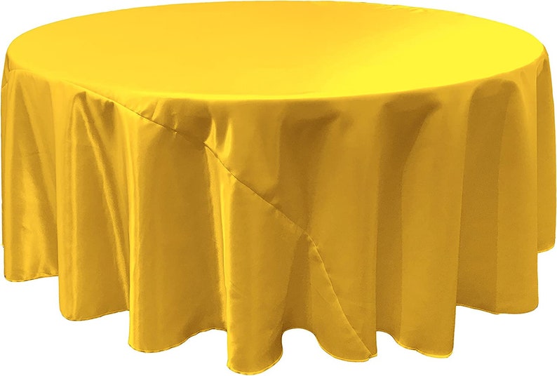 YELLOW - Round Satin Tablecloth Overlay Table Cover Smooth Table Decor Tablecloth for Holiday Dinner Wedding Banquet Table Decoration