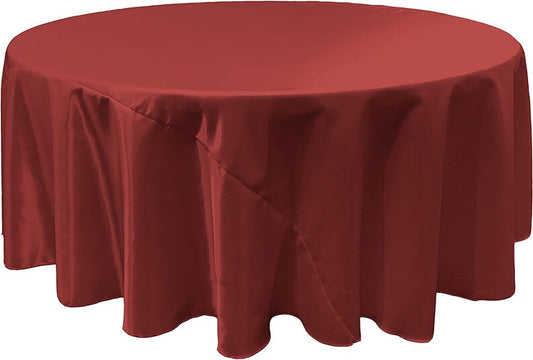 BURGUNDY - Round Satin Tablecloth Overlay Table Cover Smooth Table Decor Tablecloth for Holiday Dinner Wedding Banquet Table Decoration