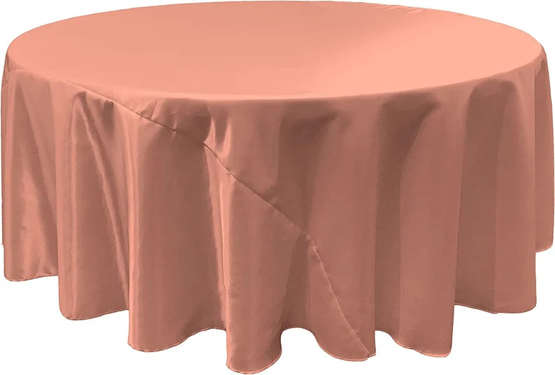 DUSTY ROSE - Round Satin Tablecloth Overlay Table Cover Smooth Table Decor Tablecloth for Holiday Dinner Wedding Banquet Table Decoration