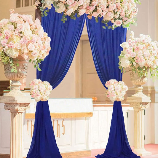 Backdrop Chiffon Curtains - ROYAL - 2 Panel Chiffon Backdrop Curtain Sheer Curtains Wedding Arch Draping Fabric for Party