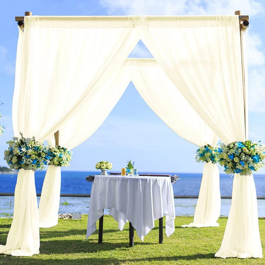 Backdrop Chiffon Curtains - IVORY - 2 Panel Chiffon Backdrop Curtain Sheer Curtains Wedding Arch Draping Fabric for Party