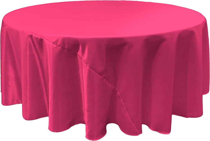 FUCHSIA - Round Satin Tablecloth Overlay Table Cover Smooth Table Decor Tablecloth for Holiday Dinner Wedding Banquet Table Decoration